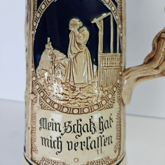 10.5” Vintage Gerz Gerzit 22oz Beer Stein Made In Germany Hand Painted Crafted - Picture 7 of 10